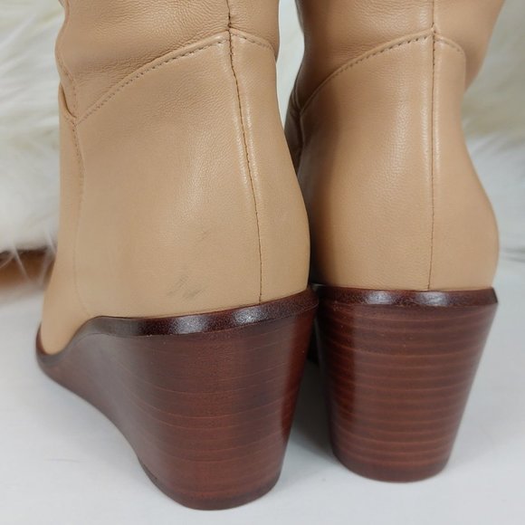 Vince Marlow Smooth Leather Tall Wedge Boots - Picture 8 of 12